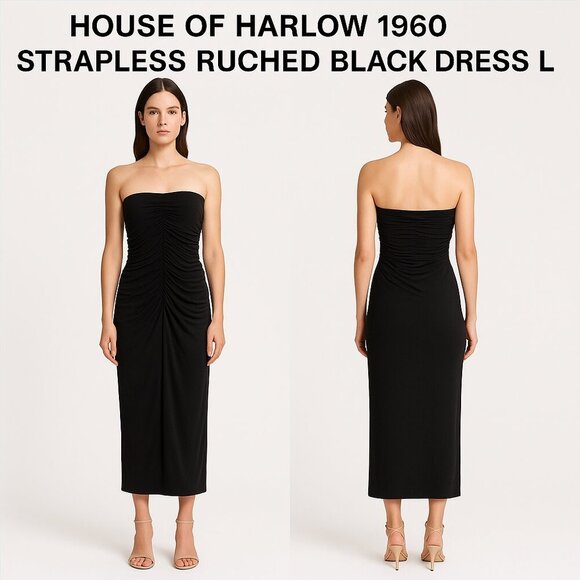 house of harlow ruched dress House of Harlow 1960 | Dresses | House Of Harlow 96 Strapless Ruched Black  Dress L
